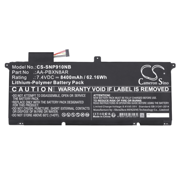 Baterie compatibila Laptop, Samsung, NP900X4B, NP900X4C, NP900X4D, CS-SNP910NB, AA-PBXN8AR, 7.4V, 8400mAh, 62.16Wh