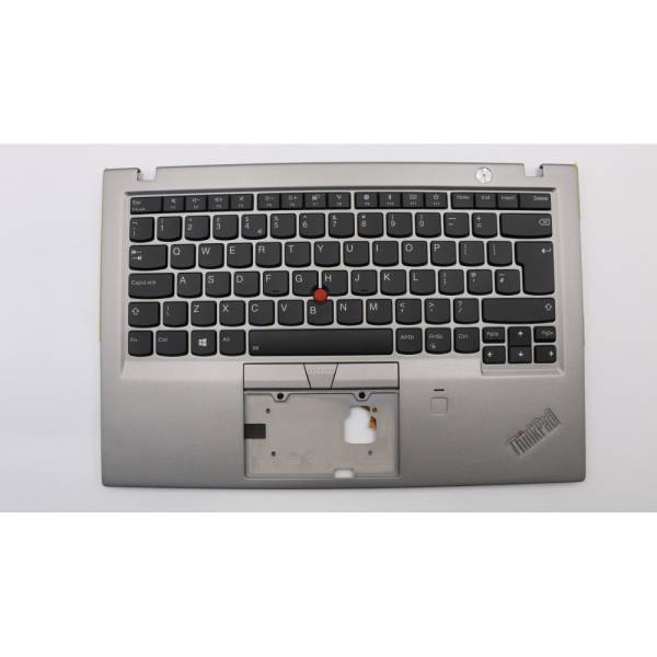 Carcasa superioara cu tastatura palmrest Laptop, Lenovo, ThinkPad X1 Carbon 6th Gen 6, Type 20KH, 20KG, 01YU555, 01YU591, AM16R000310, iluminata, argintie, layout UK