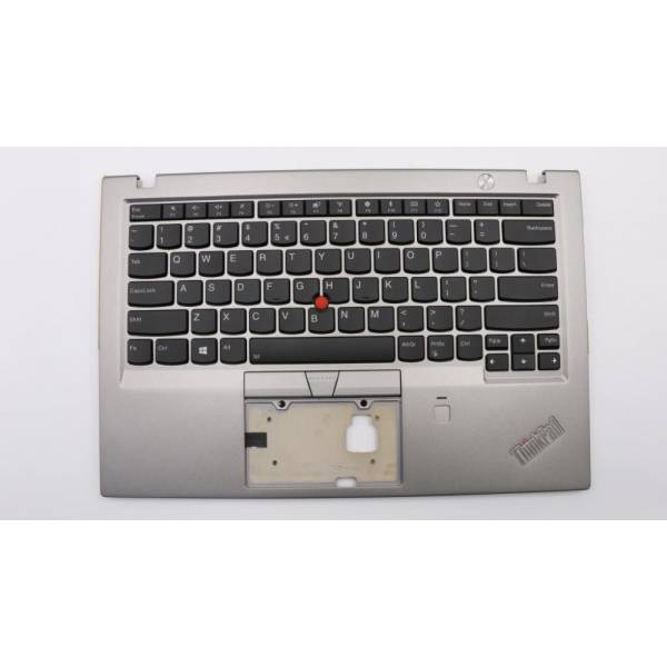 Carcasa superioara cu tastatura palmrest Laptop, Lenovo, ThinkPad X1 Carbon 6th Gen 6, Type 20KH, 20KG, 01YU591, 01YU555, AM16R000310, iluminata, argintie, layout US