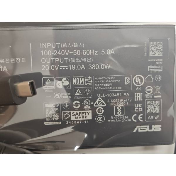 Incarcator Laptop Gaming, Asus, ROG Strix G18 G815L, G815LW, 0A001-01470300, A24-380P1A, 20V, 19A, 380W, mufa drepunghiulara 8.0x4.0mm