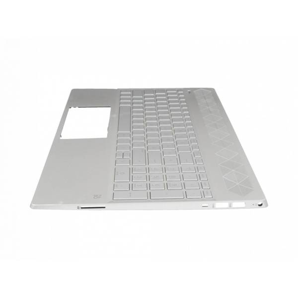 Carcasa superioara cu tastatura palmrest Laptop, HP, Pavilion L26324-031, L26324-B31, L24755-001, L24755-031, L24755-B31, L24752-001, L24752-B31, L24752-271, L24753-001, L24753-271, L24753-B31, EBG7B015010-1, 54G7BTATP00, iluminata, argintie, layout US