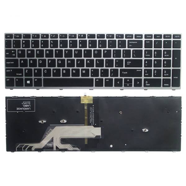 Tastatura Laptop, HP, ProBook 650 G4, 655 G4, L01028-001, argintie, iluminata, layout US