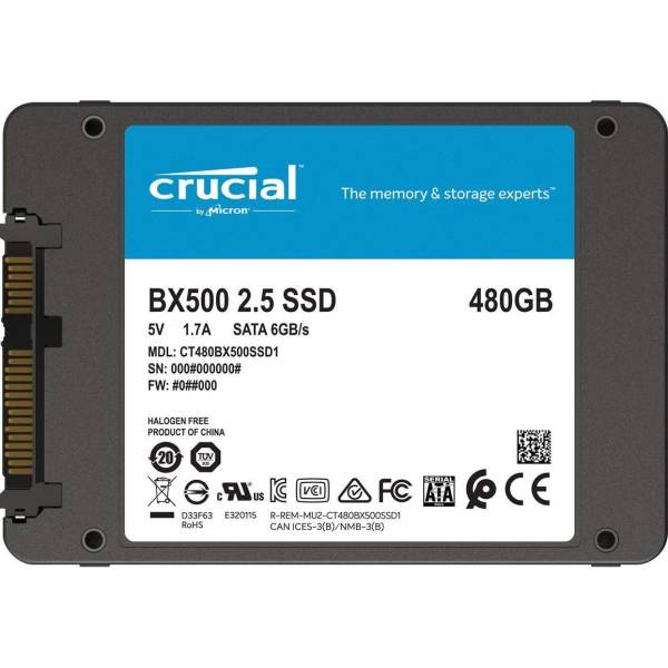 Solid-State Drive (SSD) Crucial BX500, 480GB 3D, NAND, SATA 2.5 inch