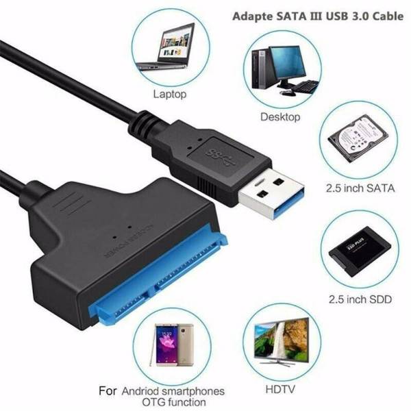 Cablu adaptor SATA la USB 3.0 22pin 2.5 inch pentru transfer de date HDD / SSD Laptop