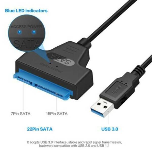 Cablu adaptor SATA la USB 3.0 22pin 2.5 inch pentru transfer de date HDD / SSD Laptop