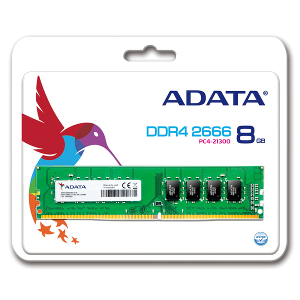 Memorie RAM ADATA, U-DIMM, DDR4, 8GB 2666Mhz PC4-21300 AD4U240038G19-R