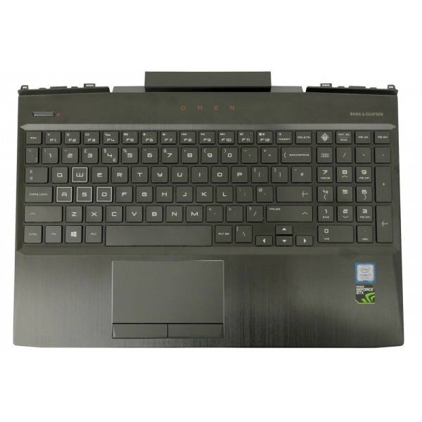 Carcasa superioara cu tastatura palmrest Laptop, HP, Omen 15-DC, 15T-DC, TPN-Q211, L24369-B31, L24369-001, cu iluminare RGB