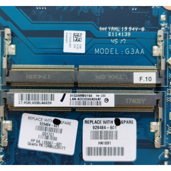 Placa de baza Laptop, HP, Pavilion 15-CE, DAG3AAMBAG0, Model G3AA, I7-7700HQ, SR32Q, Nvidia GTX 1050, N17P-G0-A1