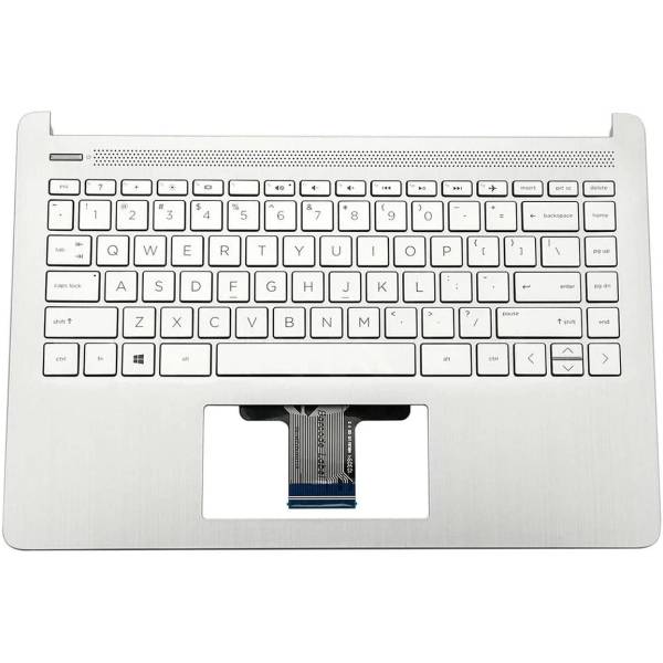 Carcasa superioara cu tastatura palmrest Laptop, HP, 14-DQ,  14S-DQ, 14S-FQ, L88206-001, 14-DQ, TPN-Q211, cu iluminare, argintie, layout US