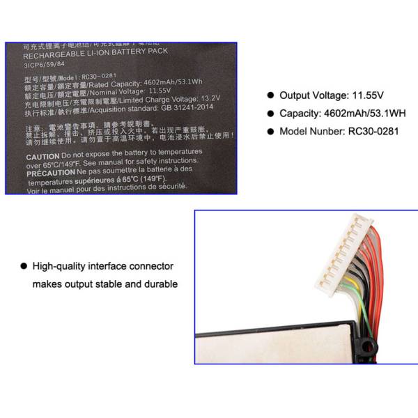 Baterie Laptop, Razer Blade Sealth 13 RZ09-0281, RZ09-03101, RZ09-03102, 2008, 2009, GB 31241-2014, 3ICP6/59/84, RC30-02810200, RC30-0281, 11.55V, 4602mAh, 53.1Wh