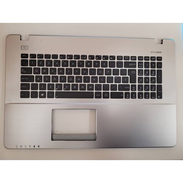 Carcasa superioara cu tastatura palmrest Laptop, Asus, X750V, X750VB, 90NB01K2-R31UK0, 13N0-PIA0421, 13N0-PIP0221, gri, layout UK