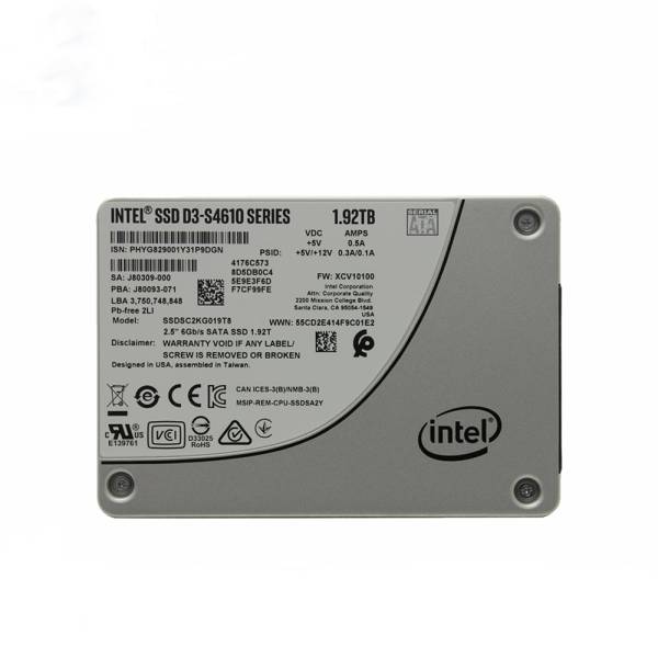 Solid-State Driver (SSD) Intel, D3 S4610, 1.9TB, 2.5 inch, SATA III, 6Gb/s, TLC, 3D-NAND, SSDSC2KG019T80