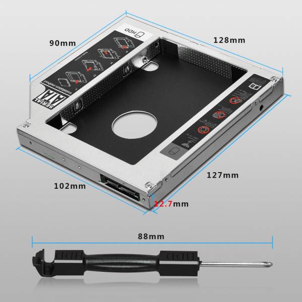 Adaptor CD-ROM pentru al doilea Hard disk SSD Caddy SATA Laptop 12.7mm