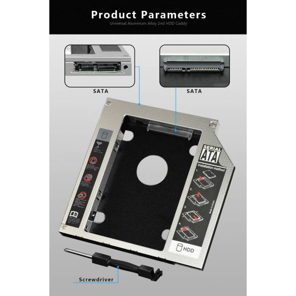 Adaptor CD-ROM pentru al doilea Hard disk SSD Caddy SATA Laptop 12.7mm