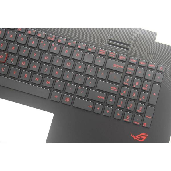 Carcasa superioara cu tastatura palmrest Laptop, Asus, ROG GL752, GL752V, GL752VL, GL752VW, GL752VWM, 90NB0A41-R31US0, iluminata, layout US