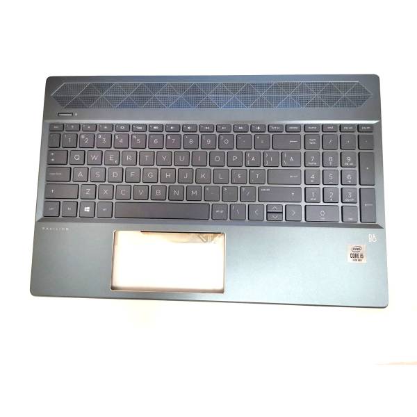 Carcasa superioara cu tastatura palmrest Laptop, HP, Pavilion L49391-001, L49391-B31, L49391-271, EBG7B015010-1, DZC54G7BTATP60, iluminata, albastra, layout US