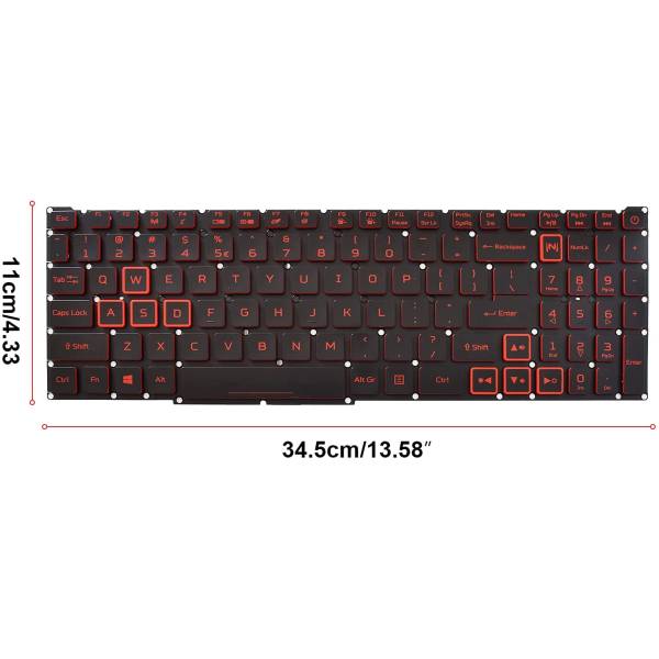 Tastatura Laptop Gaming, Acer, Predator Helios 300 PH317-53, N18I3, iluminata, rosie, layout US