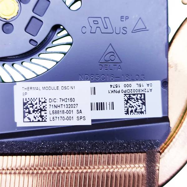 Set coolere cu radiator Laptop Gaming, HP, Pavilion 15-DK, 15T-DK, TPN-C141, L57170-001, L58818-001, AT2K8002DP0 PNK1, ND85C16-18L02, ND85C16-18L03, 5V, 0.50A